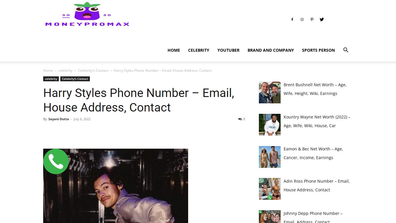 Harry Styles Phone Number - Email, House Address, Contact